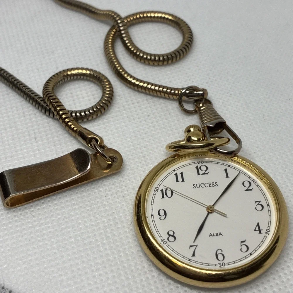Vintage SEIKO SUCCESS Alba V306-9A00 Quartz Pocket Watch - Running!